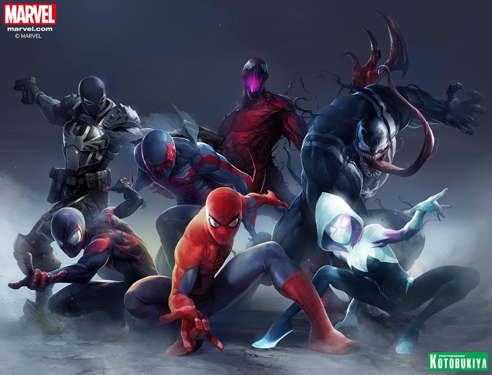 nuevas figuras de acción spiderman kotobukiya spiderverse